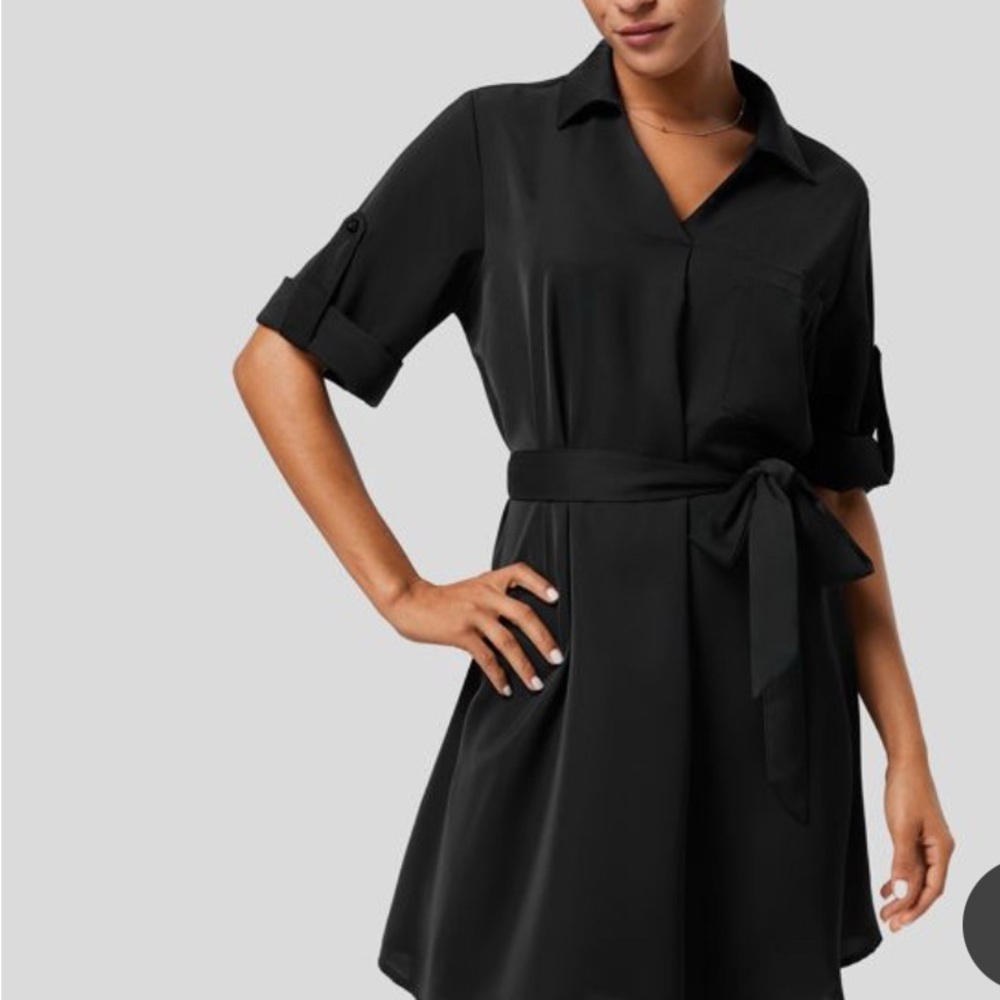 Halara Elegant Black Shirt Dress Sz L NWT - Picture 8 of 8